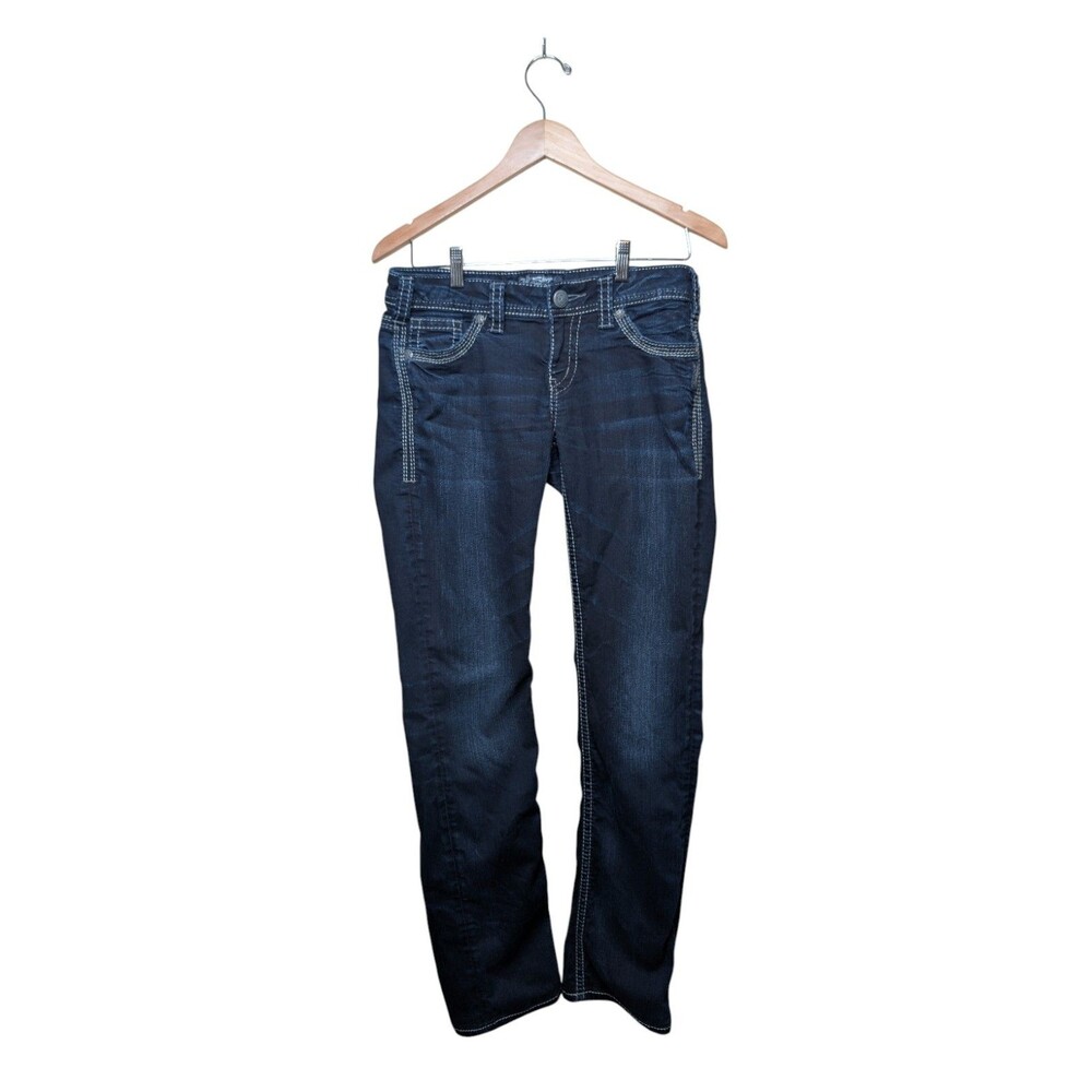 Silver Jeans Co Womens Straight Leg Jeans W29 L32 Blue Denim Western Glove Works